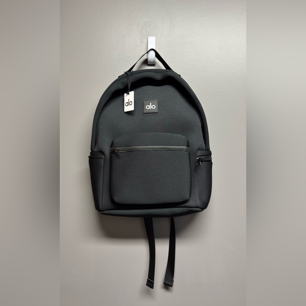 Alo Black/Silver Neoprene Stow Backpack w/ Detachable Zipper Pouch